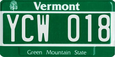 VT license plate YCW018
