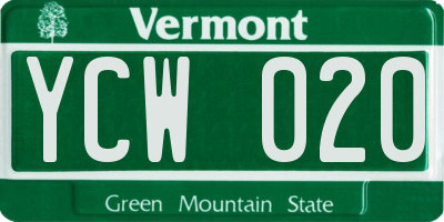 VT license plate YCW020