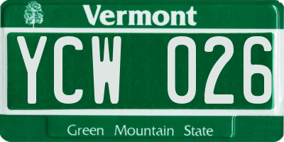 VT license plate YCW026