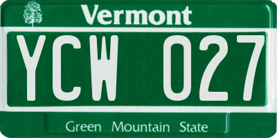 VT license plate YCW027