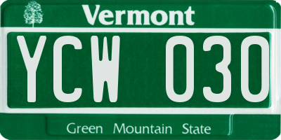 VT license plate YCW030