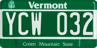 VT license plate YCW032