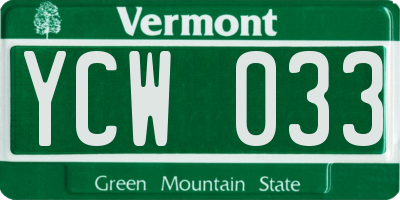 VT license plate YCW033