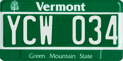 VT license plate YCW034