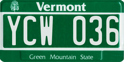 VT license plate YCW036