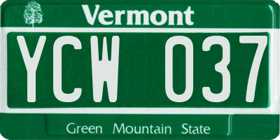 VT license plate YCW037
