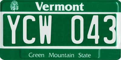 VT license plate YCW043