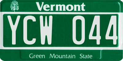 VT license plate YCW044