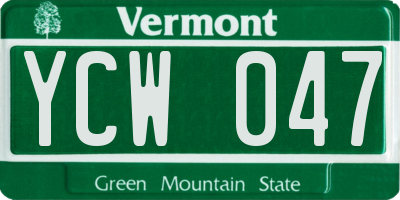 VT license plate YCW047