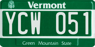 VT license plate YCW051