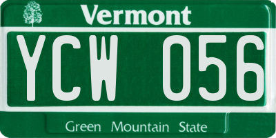 VT license plate YCW056
