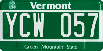VT license plate YCW057
