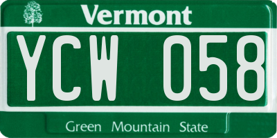 VT license plate YCW058