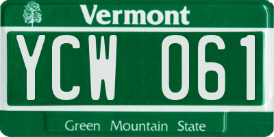 VT license plate YCW061