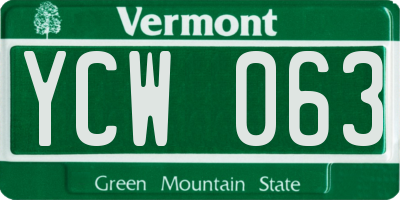 VT license plate YCW063