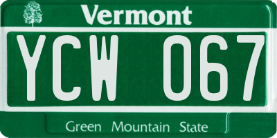 VT license plate YCW067