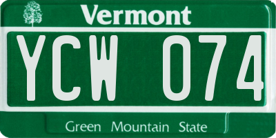 VT license plate YCW074