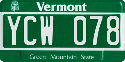 VT license plate YCW078