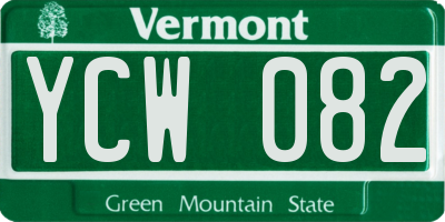 VT license plate YCW082