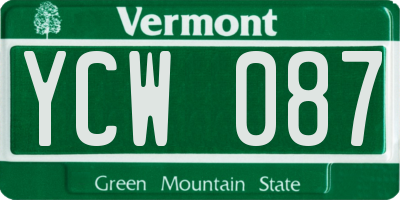 VT license plate YCW087
