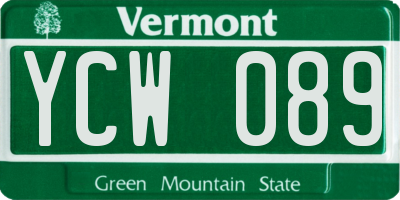 VT license plate YCW089
