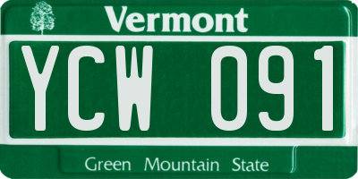 VT license plate YCW091