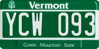 VT license plate YCW093