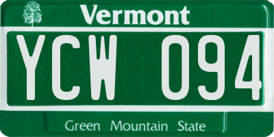 VT license plate YCW094