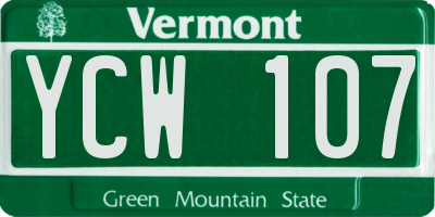 VT license plate YCW107