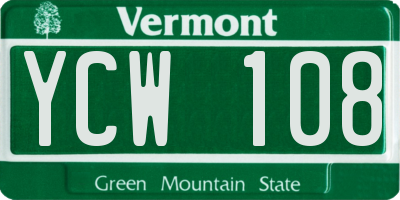 VT license plate YCW108