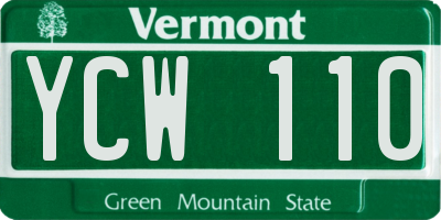 VT license plate YCW110