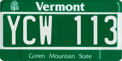 VT license plate YCW113