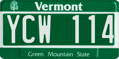 VT license plate YCW114