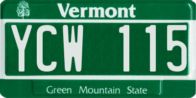 VT license plate YCW115