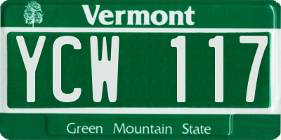 VT license plate YCW117