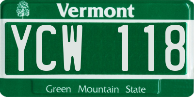 VT license plate YCW118