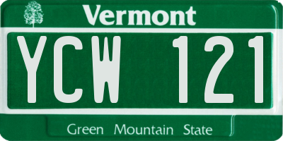 VT license plate YCW121
