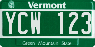 VT license plate YCW123