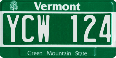 VT license plate YCW124