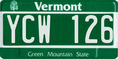 VT license plate YCW126