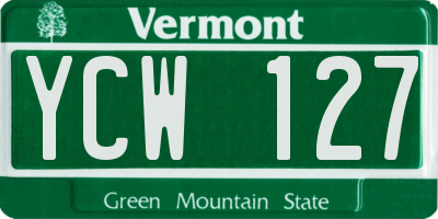 VT license plate YCW127