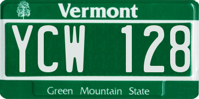 VT license plate YCW128