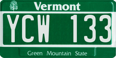 VT license plate YCW133