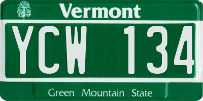 VT license plate YCW134