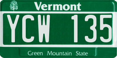 VT license plate YCW135