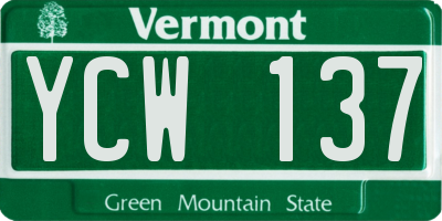VT license plate YCW137