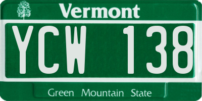 VT license plate YCW138