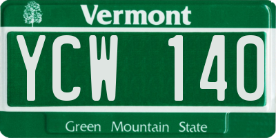 VT license plate YCW140