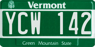 VT license plate YCW142