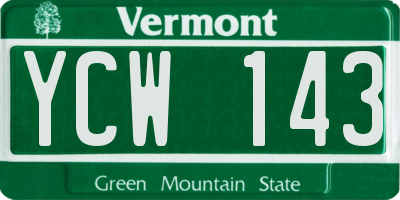 VT license plate YCW143